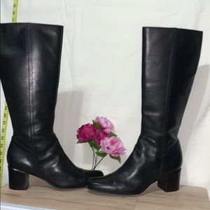 Bandolino B Vaden Knee High Black Leather Boots